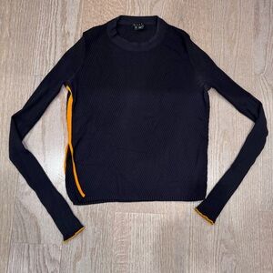 Theory Cropped Long Sleeve Top w/ One-side Split